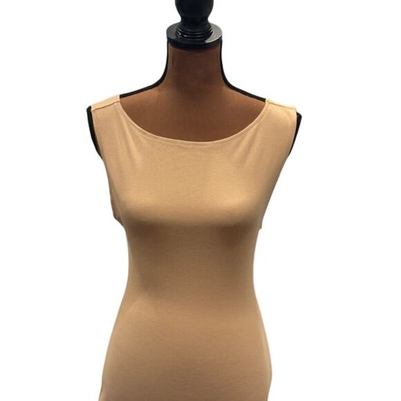 We Wore What Boat Neck Ribbed Midi Dress in Beige – NWT Size XS - Picture 2 of 10